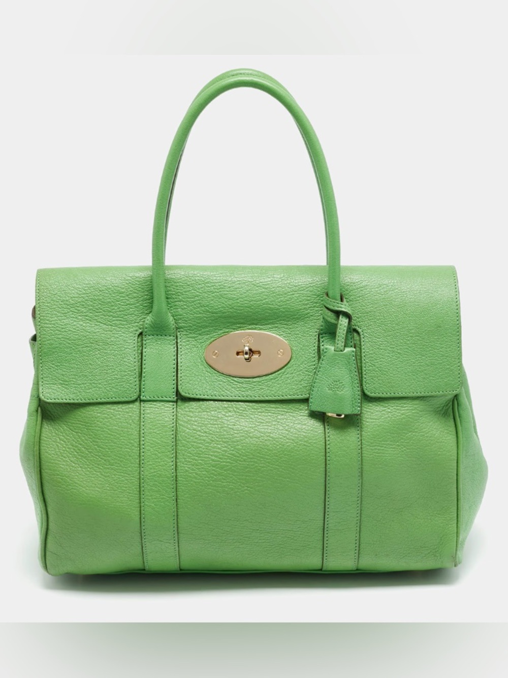 Mulberry Green Leather Bayswater Classic Tote with Gold Hardware Rare Color